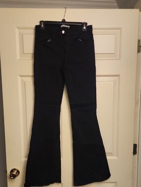 High-Rise Black Flared Jeans for Women - Wide Leg